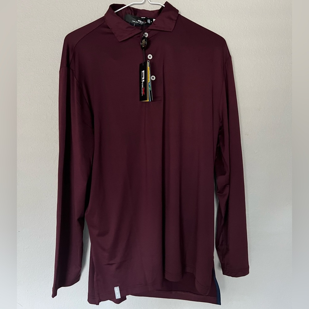 Ralph Lauren RLX Performance Golf Men’s Long Sleeve Polo Shirt Burgundy